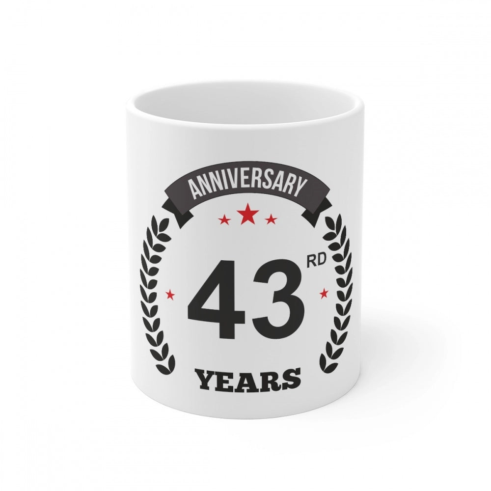 Ceramic 43rd Anniversary Printed Coffee Mug (Color: White, Capacity:330ml)