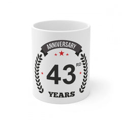 Ceramic 43rd Anniversary Printed Coffee Mug (Color: White, Capacity:330ml)