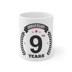 Ceramic 9th Anniversary Printed Coffee Mug (Color: White, Capacity:330ml)