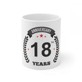 Ceramic 18th Anniversary Printed Coffee Mug (Color: White, Capacity:330ml)