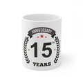 Ceramic 15th Anniversary Printed Coffee Mug (Color: White, Capacity:330ml)