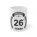 Ceramic 26th Anniversary Printed Coffee Mug (Color: White, Capacity:330ml)