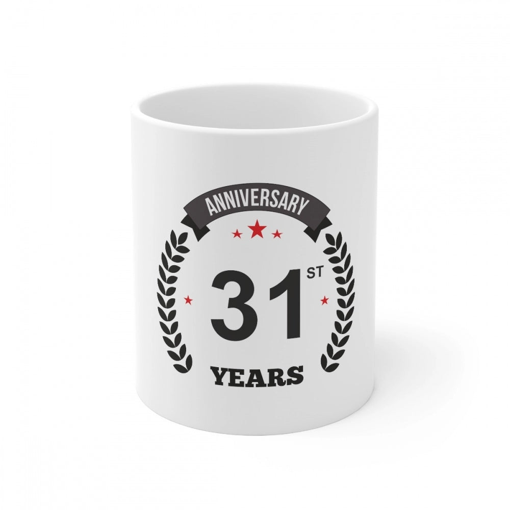 Ceramic 31st Anniversary Printed Coffee Mug (Color: White, Capacity:330ml)