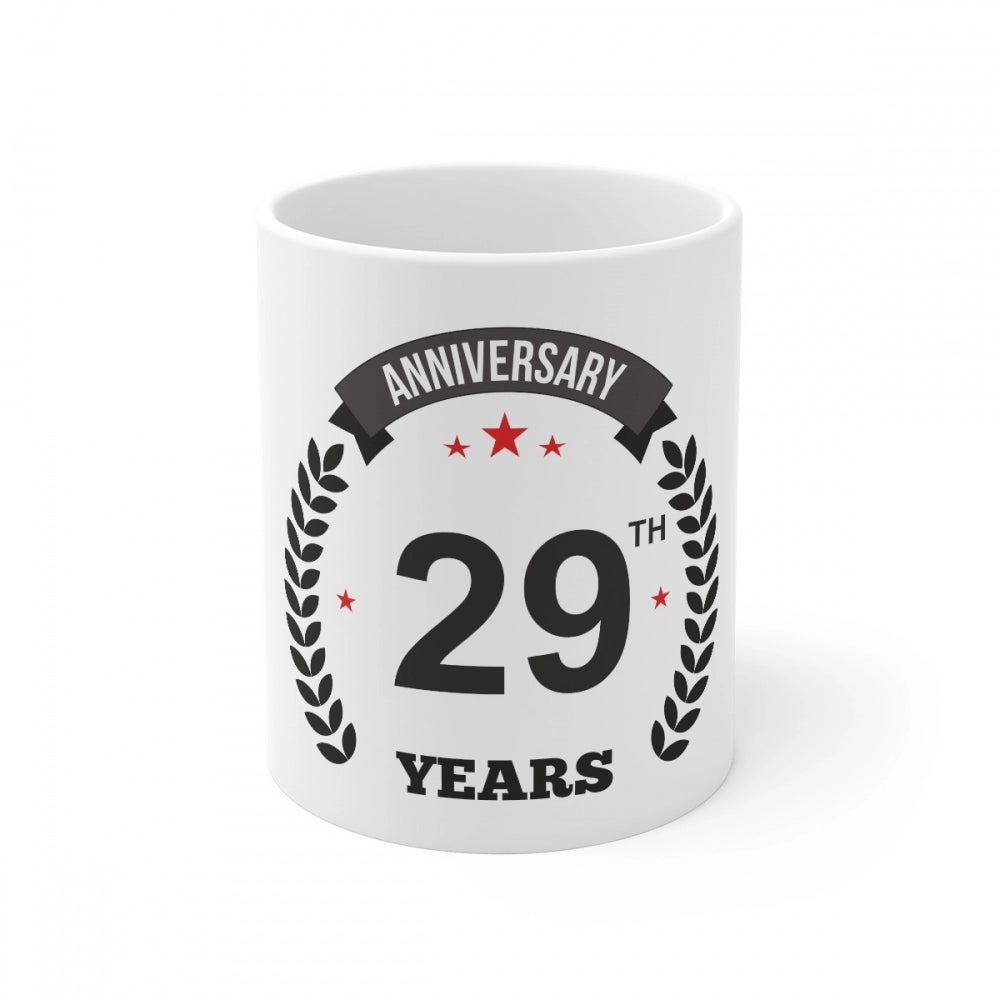 Ceramic 29th Anniversary Printed Coffee Mug (Color: White, Capacity:330ml)