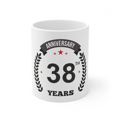 Ceramic 38th Anniversary Printed Coffee Mug (Color: White, Capacity:330ml)