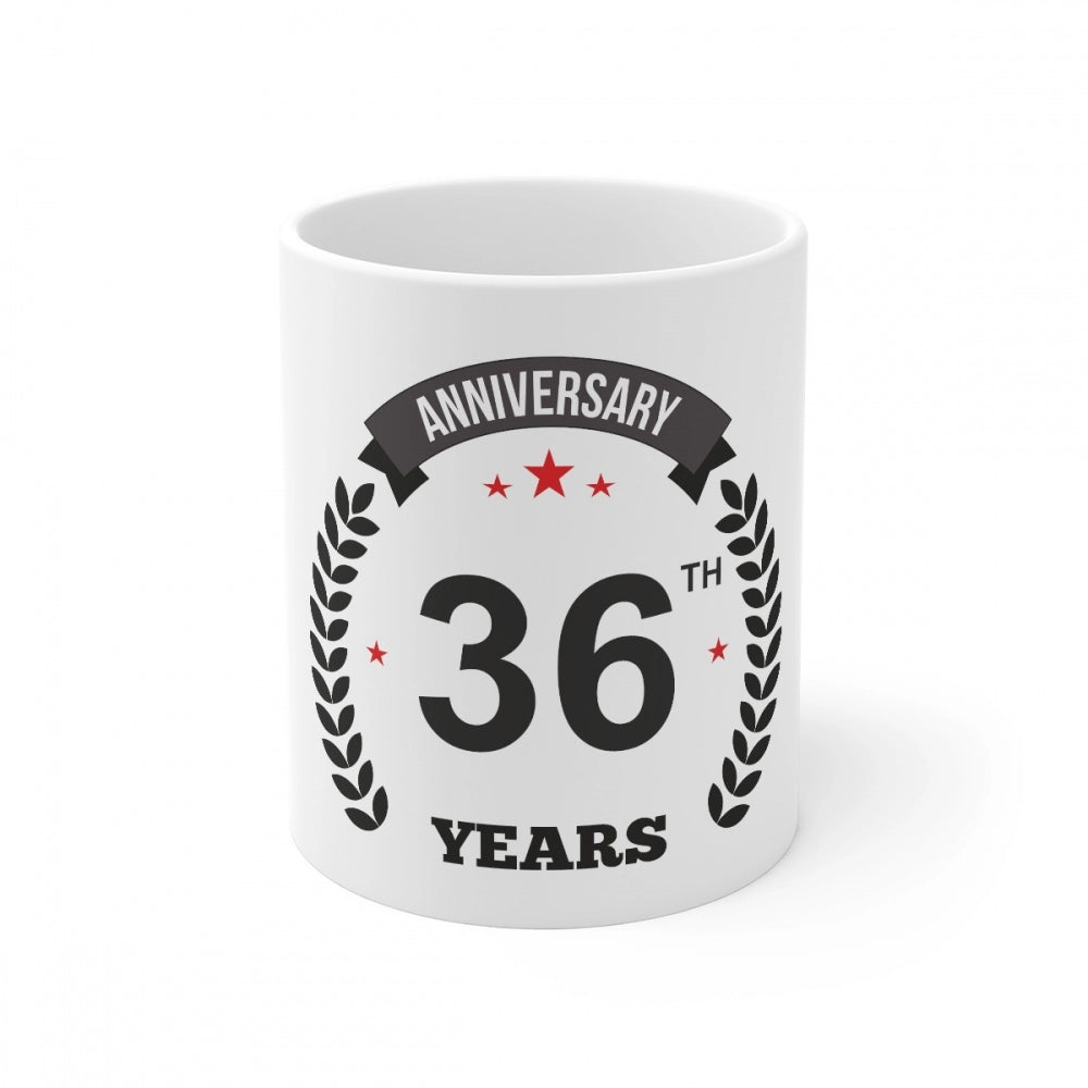 Ceramic 36th Anniversary Printed Coffee Mug (Color: White, Capacity:330ml)