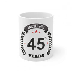 Ceramic 45th Anniversary Printed Coffee Mug (Color: White, Capacity:330ml)