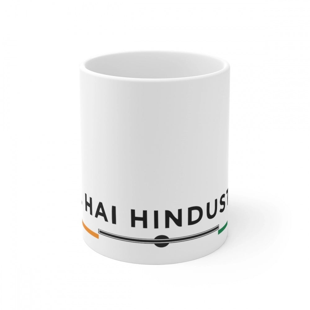 Ceramic Dil Se Hindustani Printed Coffee Mug (Color: White, Capacity:330ml)