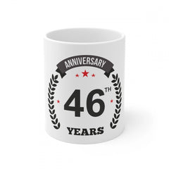 Ceramic 46th Anniversary Printed Coffee Mug (Color: White, Capacity:330ml)