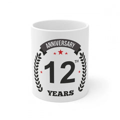 Ceramic 12th Anniversary Printed Coffee Mug (Color: White, Capacity:330ml)