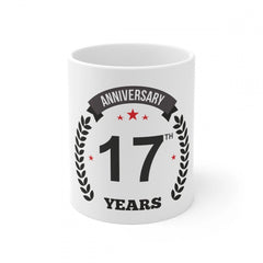 Ceramic 17th Anniversary Printed Coffee Mug (Color: White, Capacity:330ml)