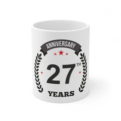 Ceramic 27th Anniversary Printed Coffee Mug (Color: White, Capacity:330ml)