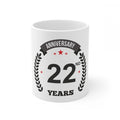 Ceramic 22nd Anniversary Printed Coffee Mug (Color: White, Capacity:330ml)