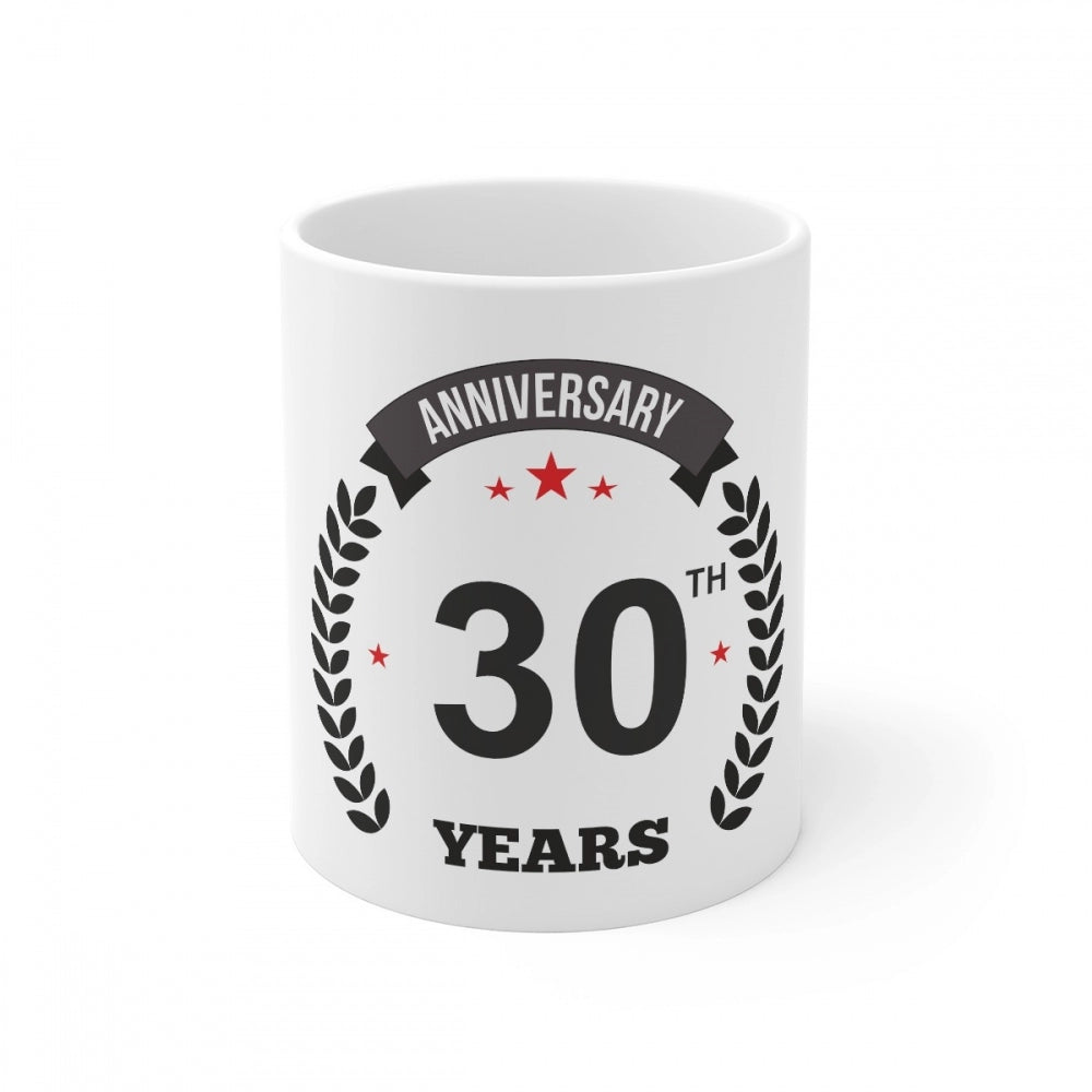 Ceramic 30th Anniversary Printed Coffee Mug (Color: White, Capacity:330ml)