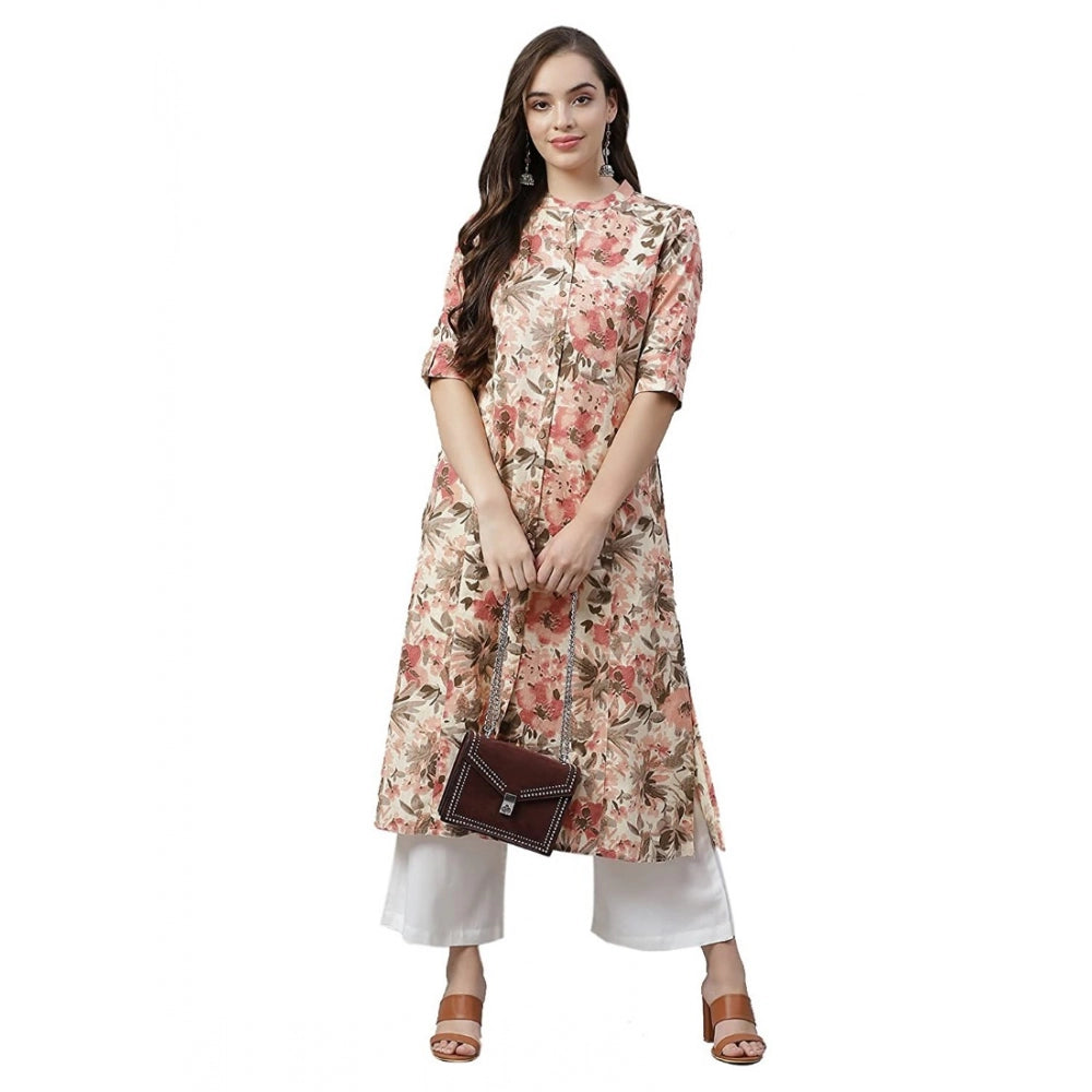 Women's Cotton Printed Floral Print Kurti (Multicolor, Cotton)