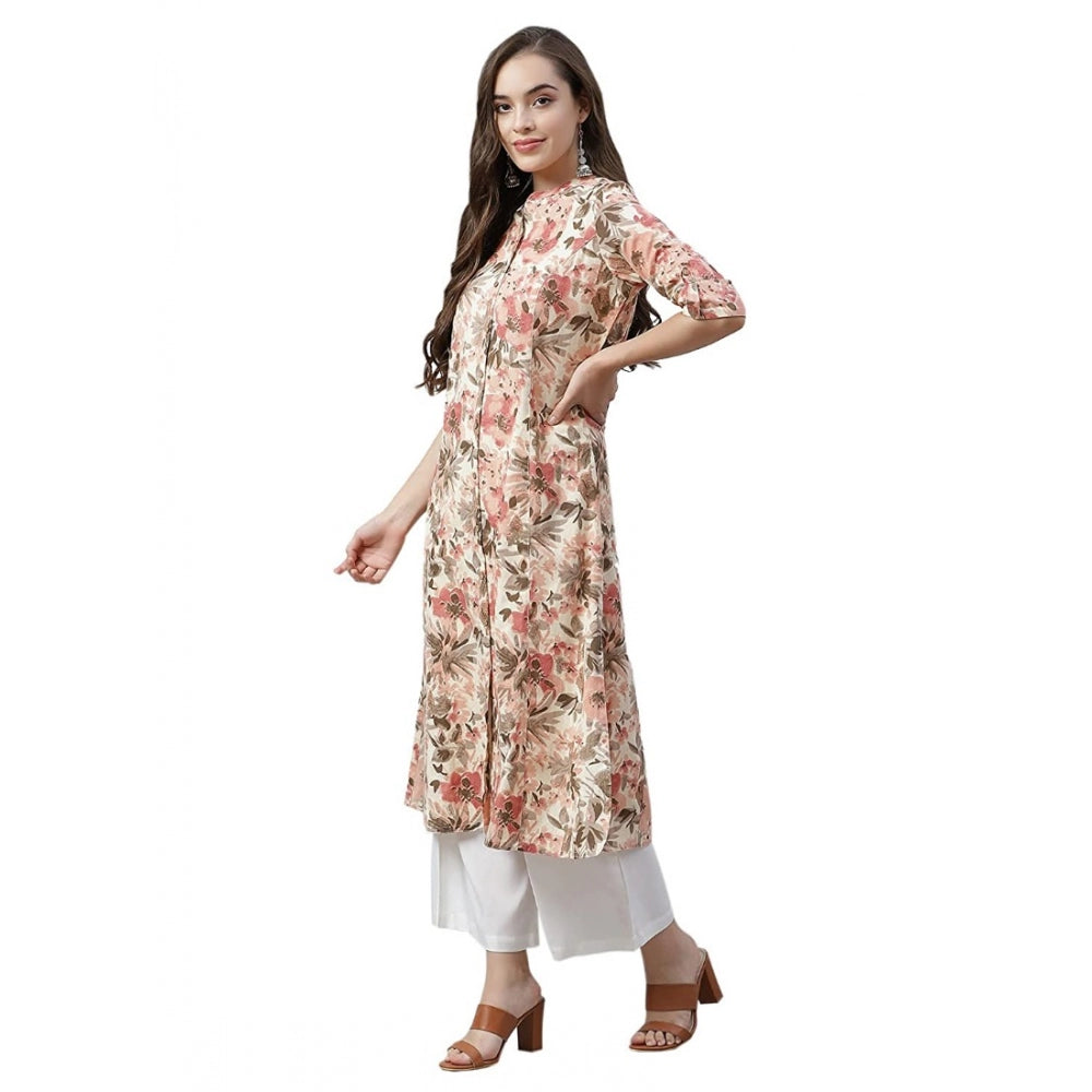 Women's Cotton Printed Floral Print Kurti (Multicolor, Cotton)