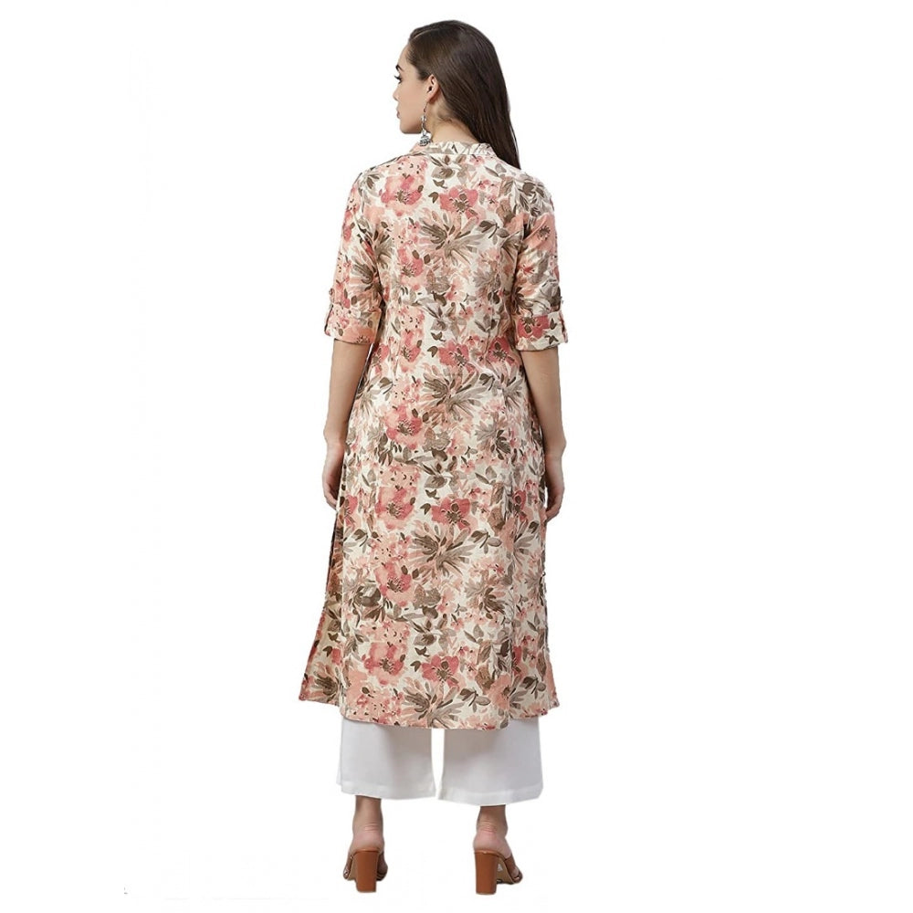 Women's Cotton Printed Floral Print Kurti (Multicolor, Cotton)