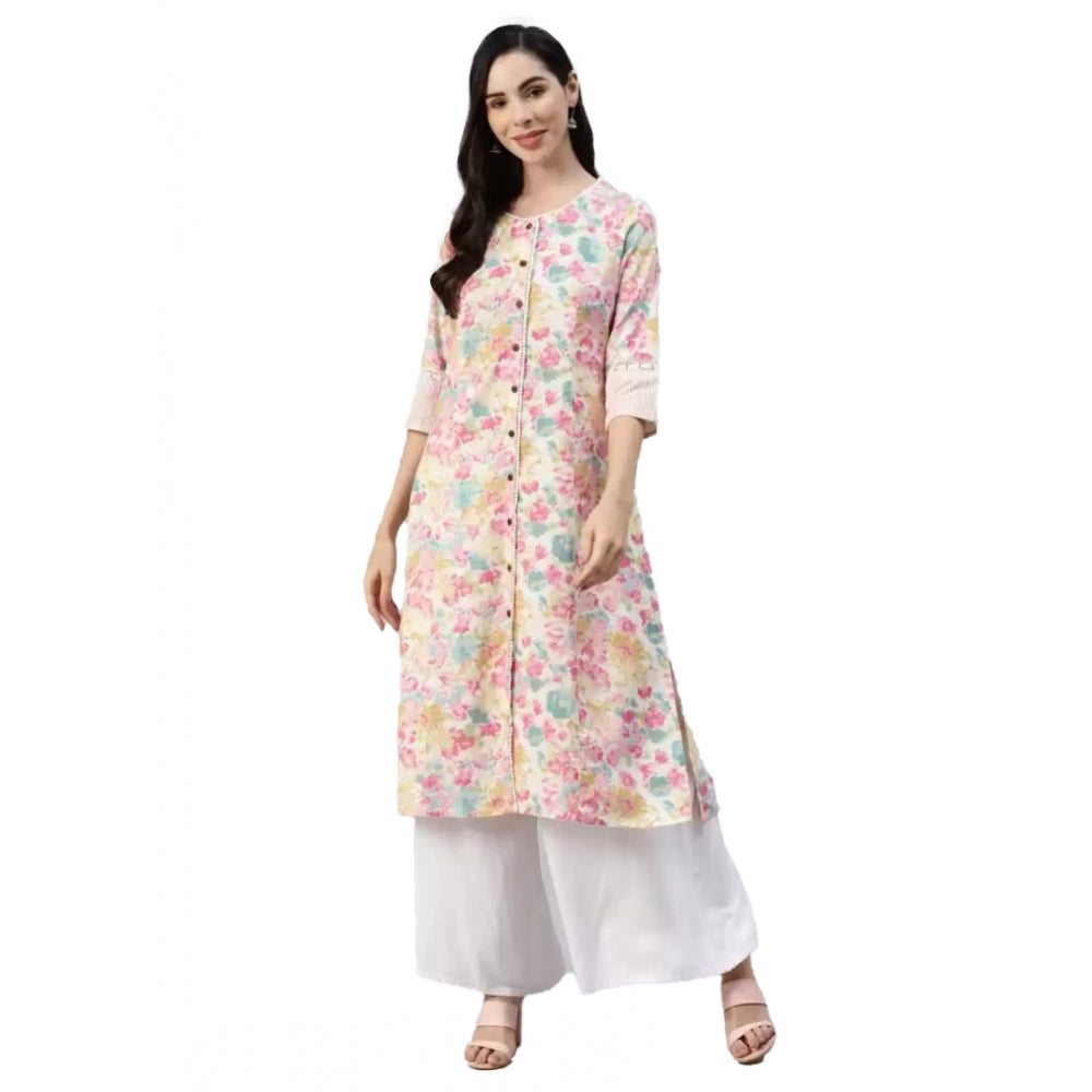 Women's Cotton Printed  Straight Kurti (Multicolor, Cotton)