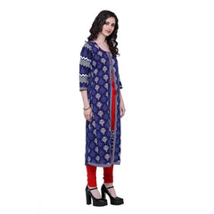 Women's Cotton Printed Long Kurti (Blue, Red, Cotton)