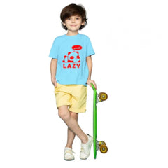 Boys Cotton Lazy Half Sleeve TShirt (Sky Blue)