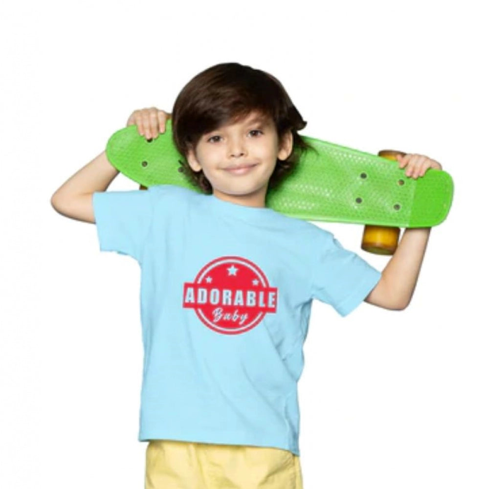 Boys Cotton Adorable Baby Half Sleeve TShirt (Sky Blue)