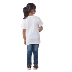 Girls Cotton Cat Half Sleeve TShirt (White)