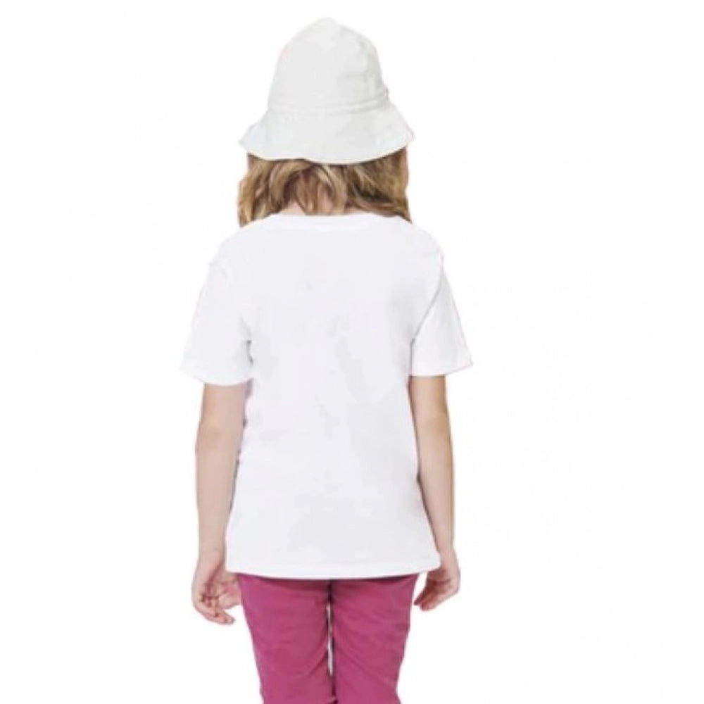 Girls Cotton Akashi Half Sleeve TShirt (White)