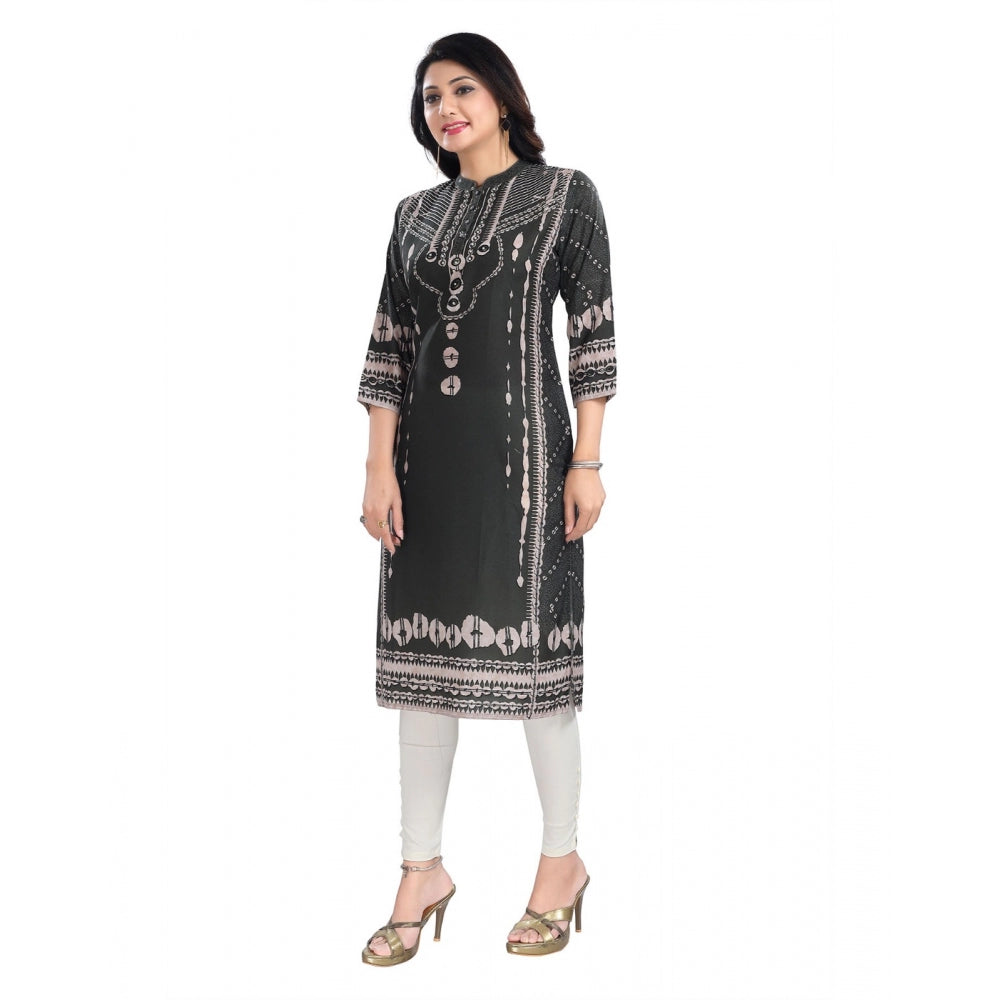 3/4th Sleeve Masleen Tunic Long Kurti (Olive Green)