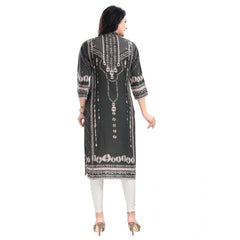 3/4th Sleeve Masleen Tunic Long Kurti (Olive Green)