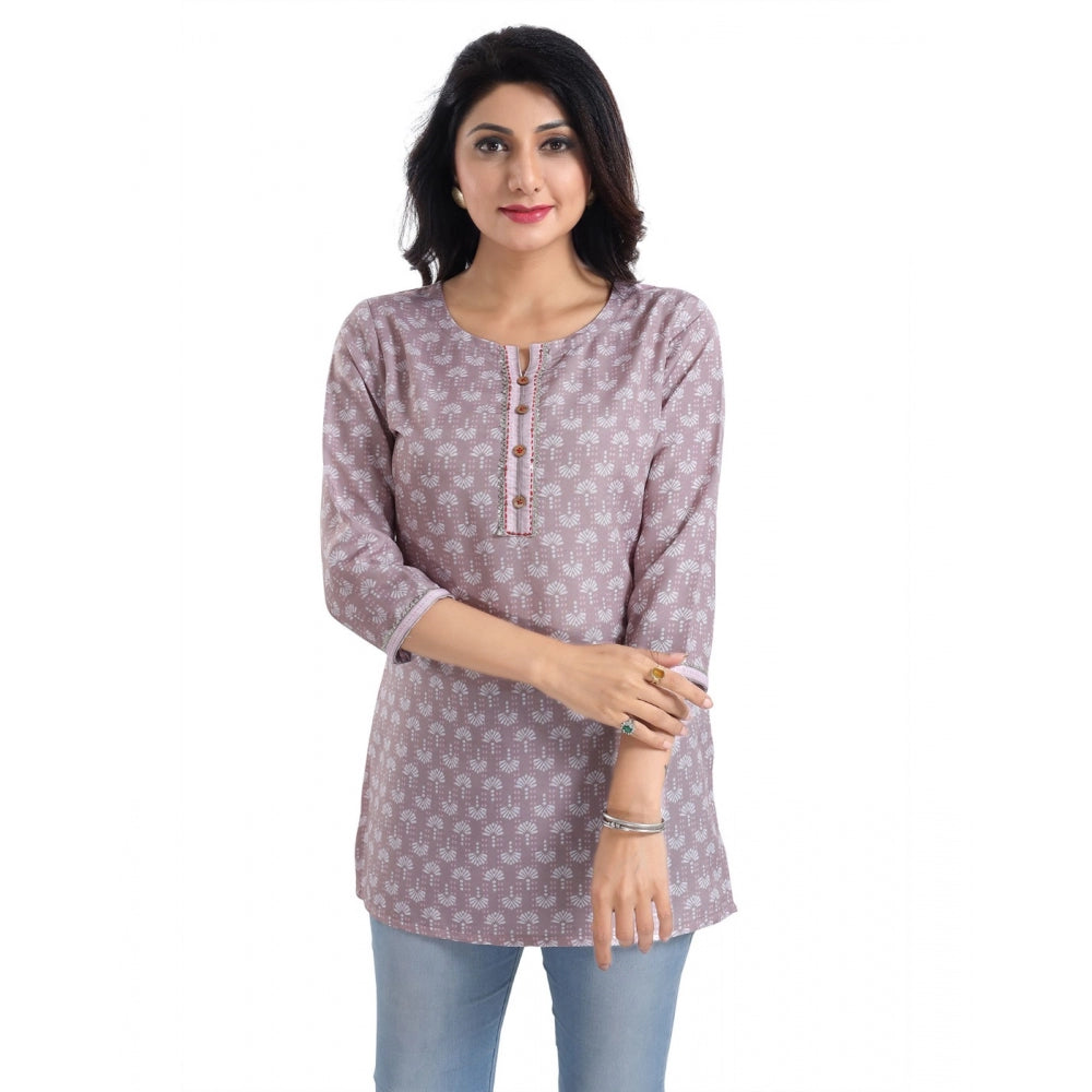 3/4th Sleeve Viscose Blend Tunic Short Top (Pink)