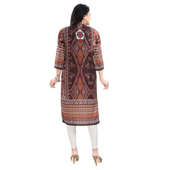 3/4th Sleeve Masleen Tunic Long Kurti (Brown)