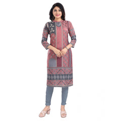 3/4th Sleeve Masleen Tunic Long Kurti (Coral)