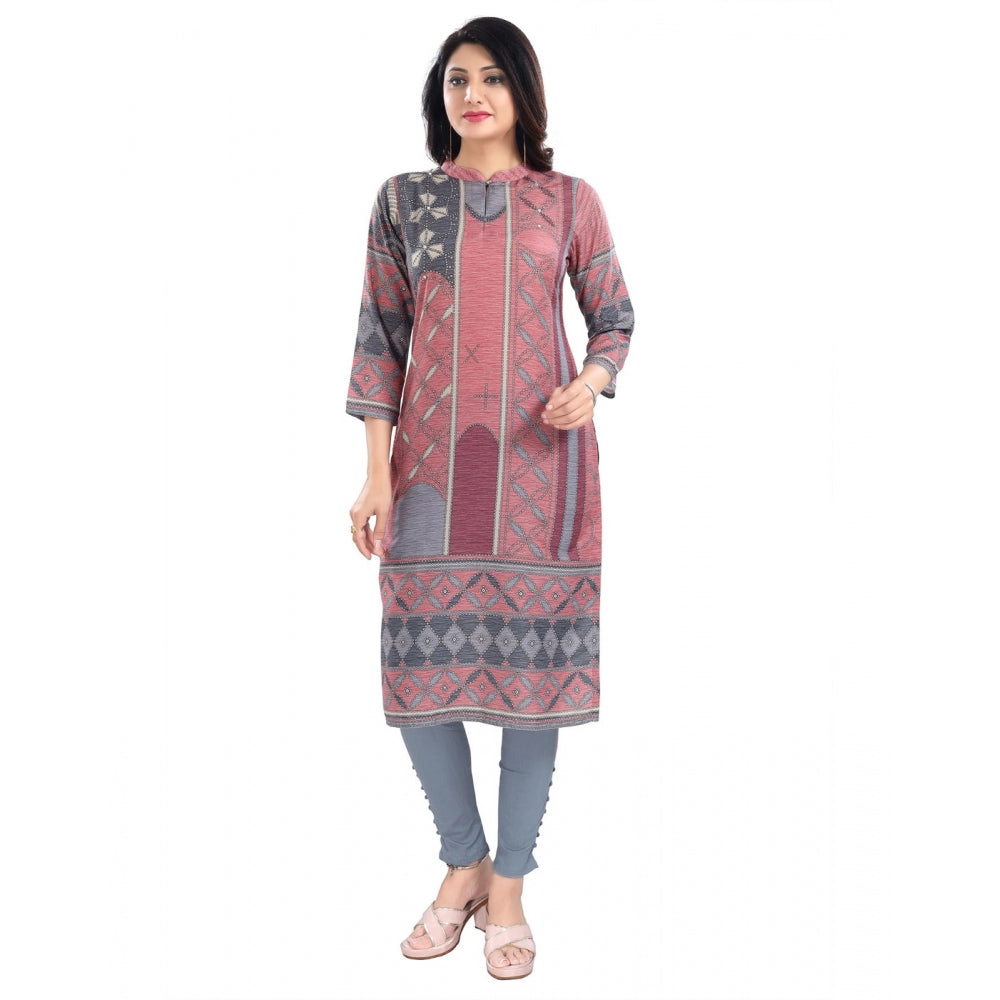 3/4th Sleeve Masleen Tunic Long Kurti (Coral)