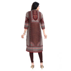 3/4th Sleeve Masleen Tunic Long Kurti (Brown)