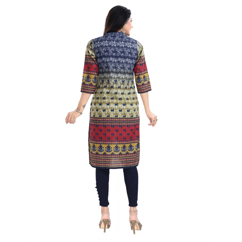 3/4th Sleeve Cotton Blend Tunic Long Kurti (Multicolor)