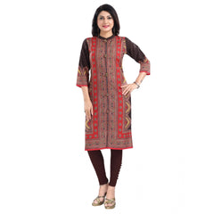 3/4th Sleeve Cotton Blend Tunic Long Kurti (Multicolor)