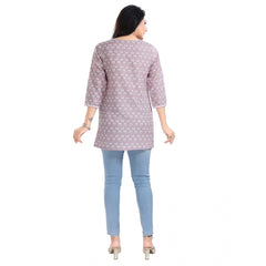 3/4th Sleeve Viscose Blend Tunic Short Top (Pink)