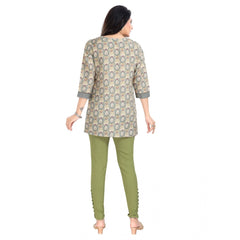 3/4th Sleeve Viscose Blend Tunic Short Top (Multicolor)