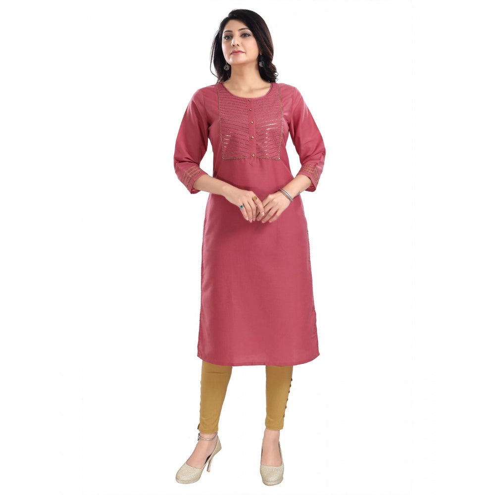 3/4th Sleeve Silk Blend Tunic Long Kurti (Coral)