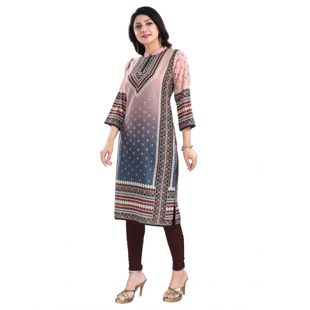 3/4th Sleeve Masleen Tunic Long Kurti (Peach)