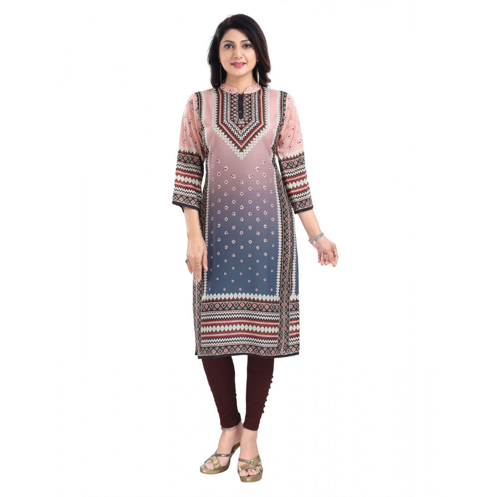 3/4th Sleeve Masleen Tunic Long Kurti (Peach)