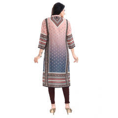 3/4th Sleeve Masleen Tunic Long Kurti (Peach)