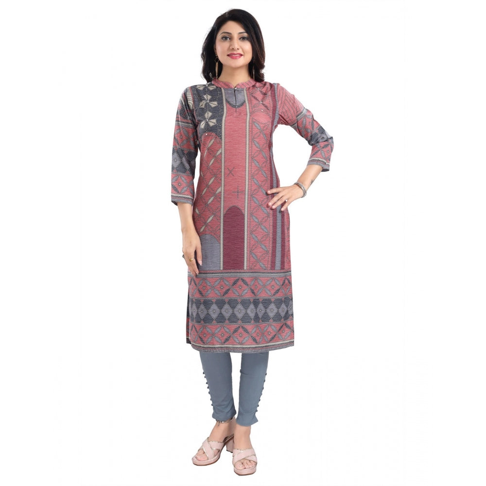 3/4th Sleeve Masleen Tunic Long Kurti (Coral)