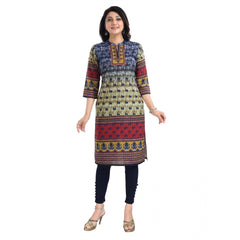 3/4th Sleeve Cotton Blend Tunic Long Kurti (Multicolor)