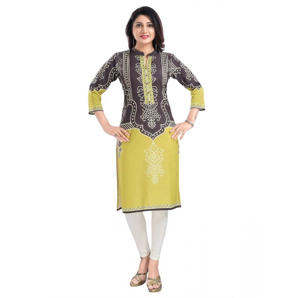 3/4th Sleeve Cotton Blend Tunic Long Kurti (Multicolor)