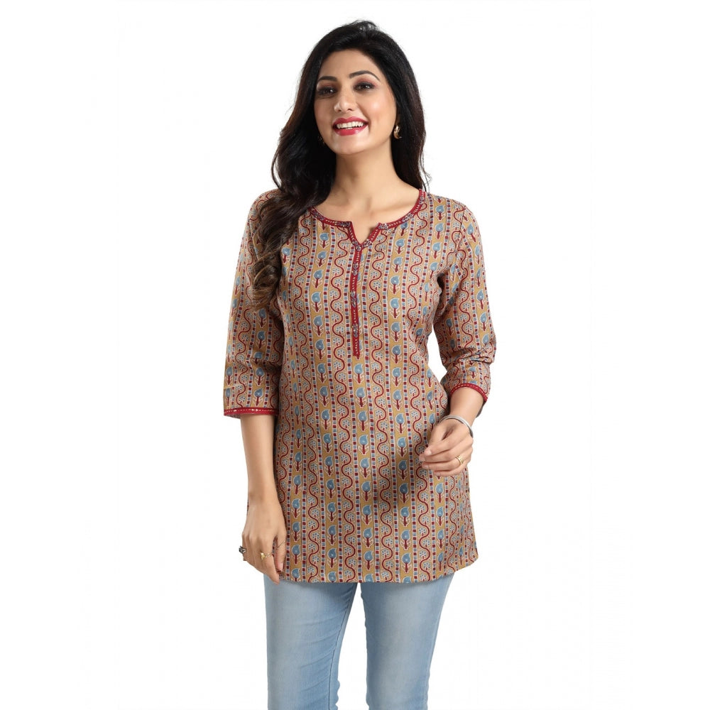 3/4th Sleeve Viscose Blend Tunic Short Top (Multicolor)