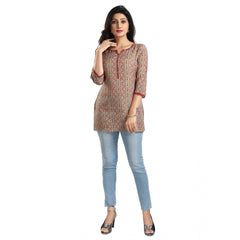 3/4th Sleeve Viscose Blend Tunic Short Top (Multicolor)