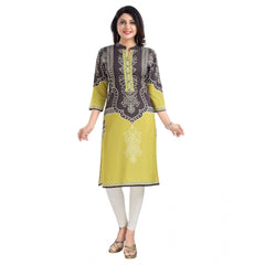 3/4th Sleeve Cotton Blend Tunic Long Kurti (Multicolor)