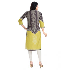 3/4th Sleeve Cotton Blend Tunic Long Kurti (Multicolor)