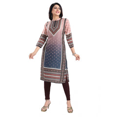 3/4th Sleeve Masleen Tunic Long Kurti (Peach)